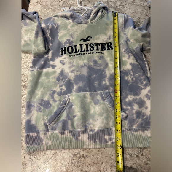Hollister Tie Dye Hoodie Sweatshirt Blue Green Women’s Large - Picture 9 of 10